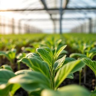 Greenhouse interior with climate control tools